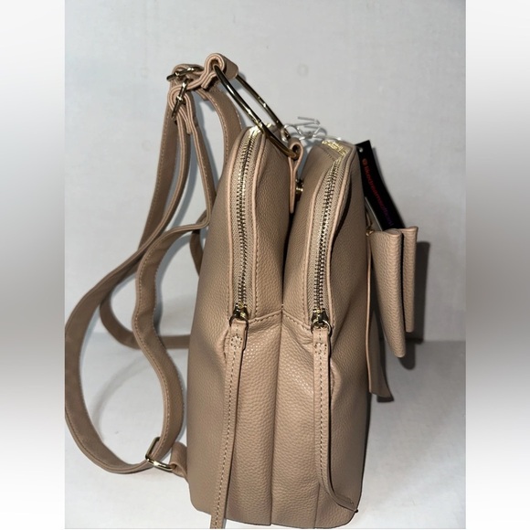 NWT Crossi Jasmine Ring Double Bow Backpack Beige Pebbled Faux Leather - Picture 2 of 3